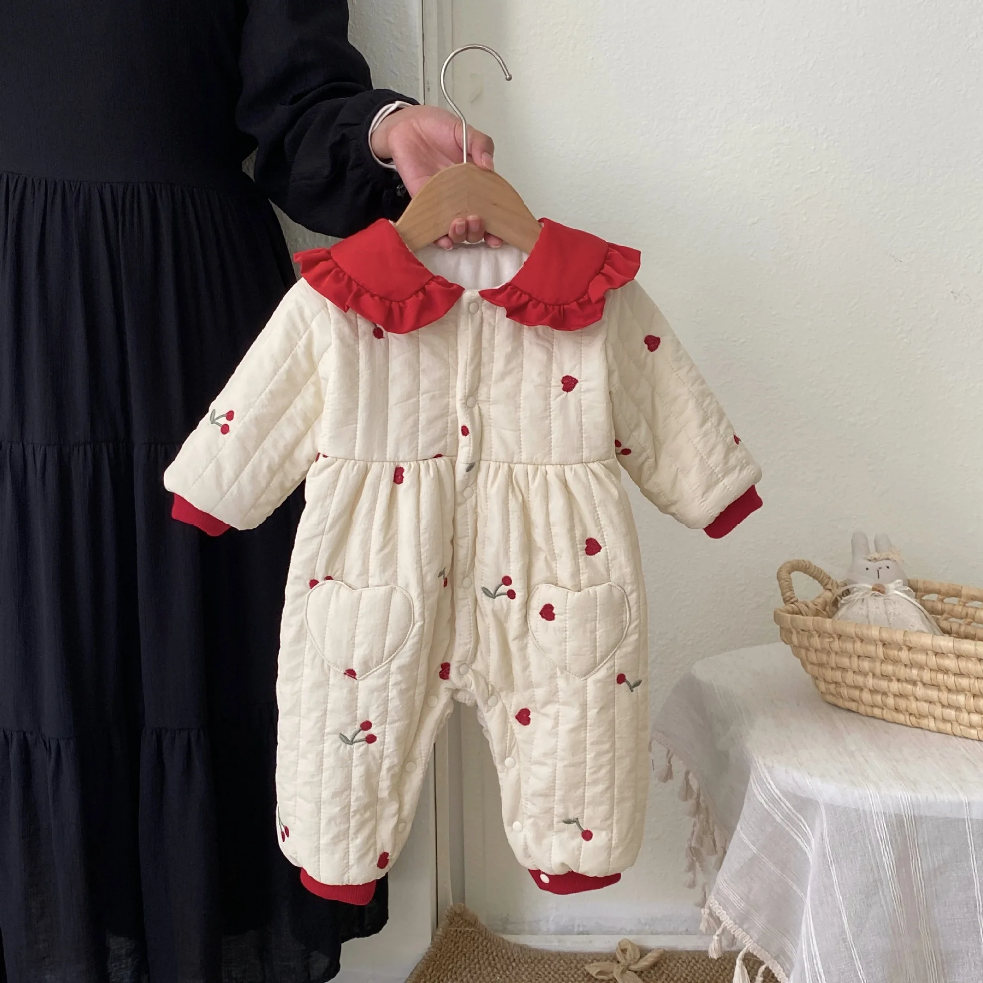 

Winter New Baby Girl Warm Fleece Romper Cute Newborn Infant Girl Jumpsuit Plus Velvet Thick Toddler Clothes