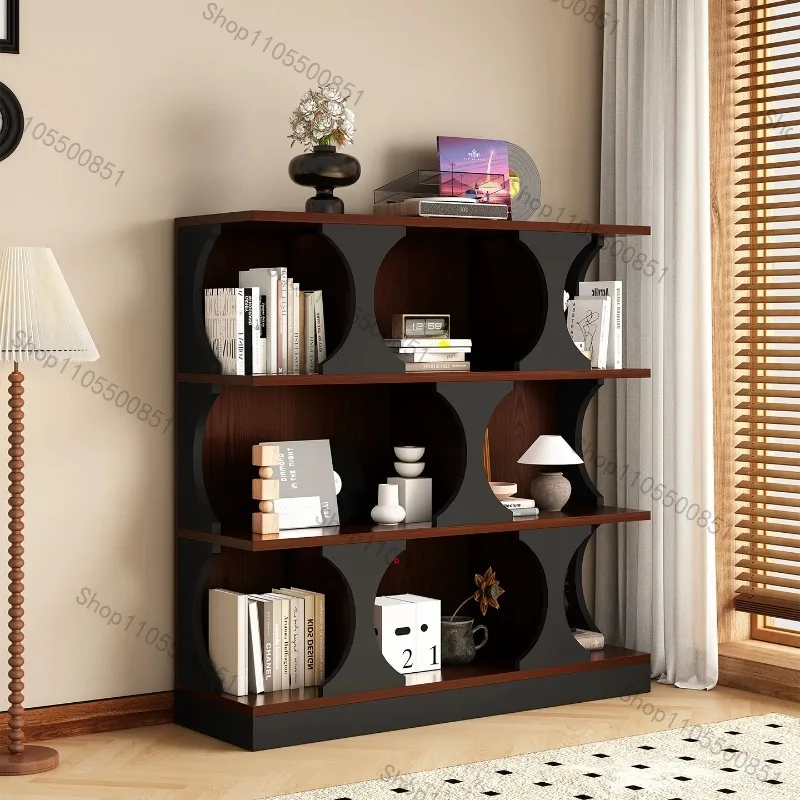Retro combination bookcase Medium antique bookshelf Side cabinet Entrance Living room Floor display Locker integrated