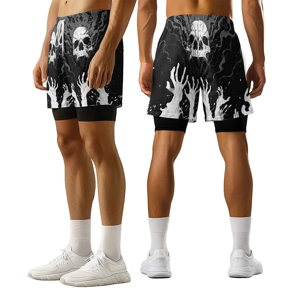 

2024 New original Summer Hellhand Skull 3D Premium Print casual trend sports letters High Street skateboarding camo shorts