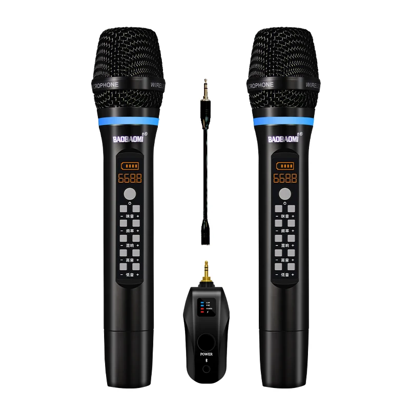 D900+513 Cordless Recharging Studio Microphone UHF Wireless Microphone Karaoke Professional Bt Portable Wireless Microphone