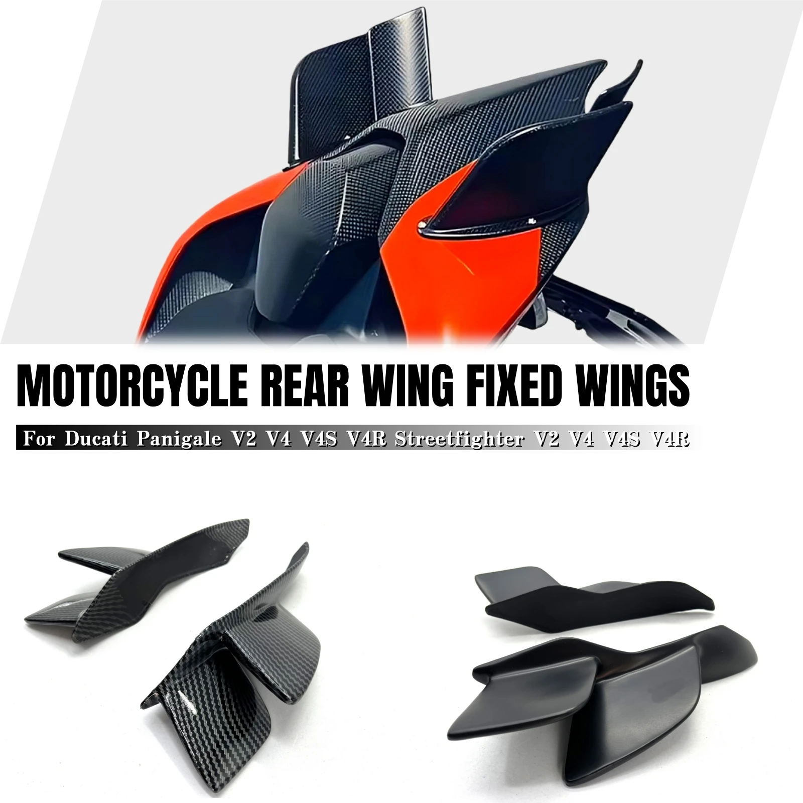 

For Ducati Panigale V2 V4 V4S V4R Streetfighter V2 V4 V4S V4R 2018-2024 GP Style Rear Wing Side Fin Fixed Aero Fairing