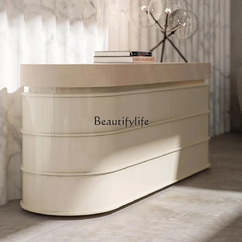 *Italian minimalist solid wood chest cabinet creative high-end oval TV cabinet storage customization