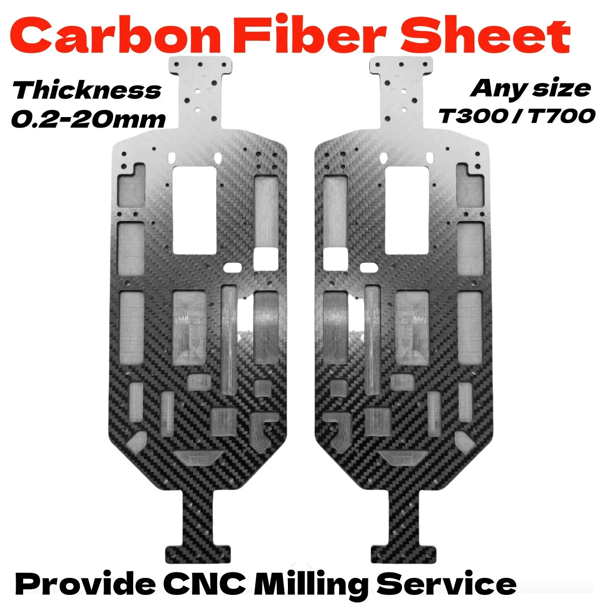 

Carbon Fiber Plate Processing High Strength Carbon Fiber Sheet CNC Machining Milling Custom Cutting for RC Robot Drone Parts