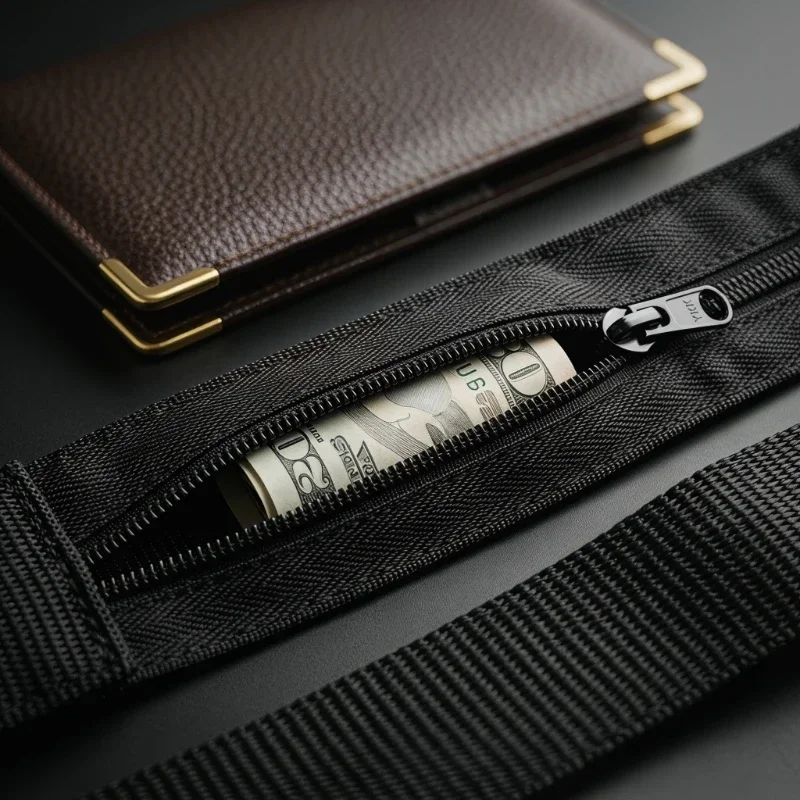Herren-Gürtel mit Reißverschluss, Reise-Geldgürtel, Diebstahlsicherer Gürtel, Tragbarer Versteckter Geldgürtel, Geheime Reise-Taktikgürtel-Tasche – Detail 7