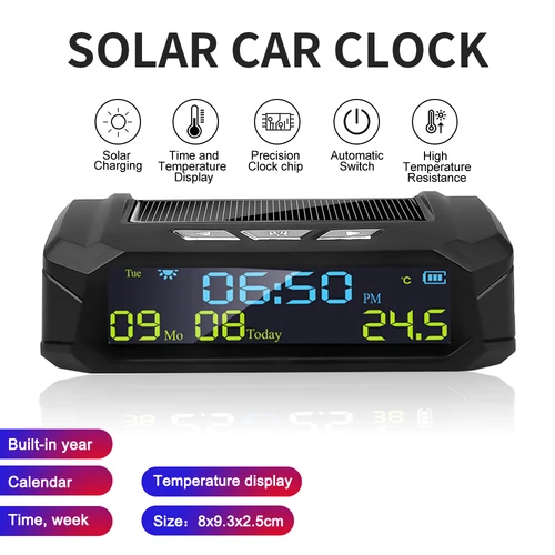 Imagen 1 del producto AN01 AN02 TPMS Look Solar reloj Digital para coche con LCD hora fecha pantalla de temperatura del coche accesorios de Interior de coche