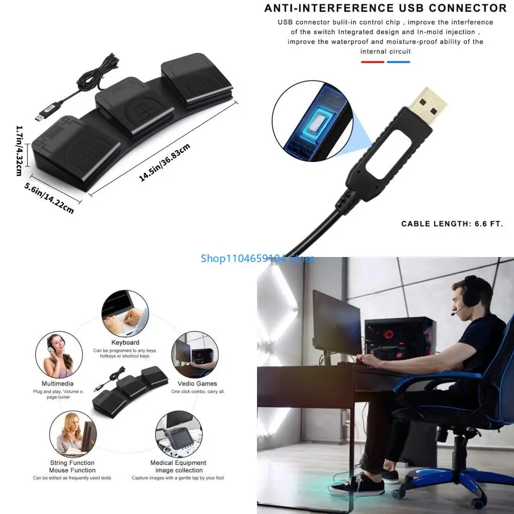 

Triple USB Foot Pedal Photoelectric/ Machanical Option for Computer Control and Automation