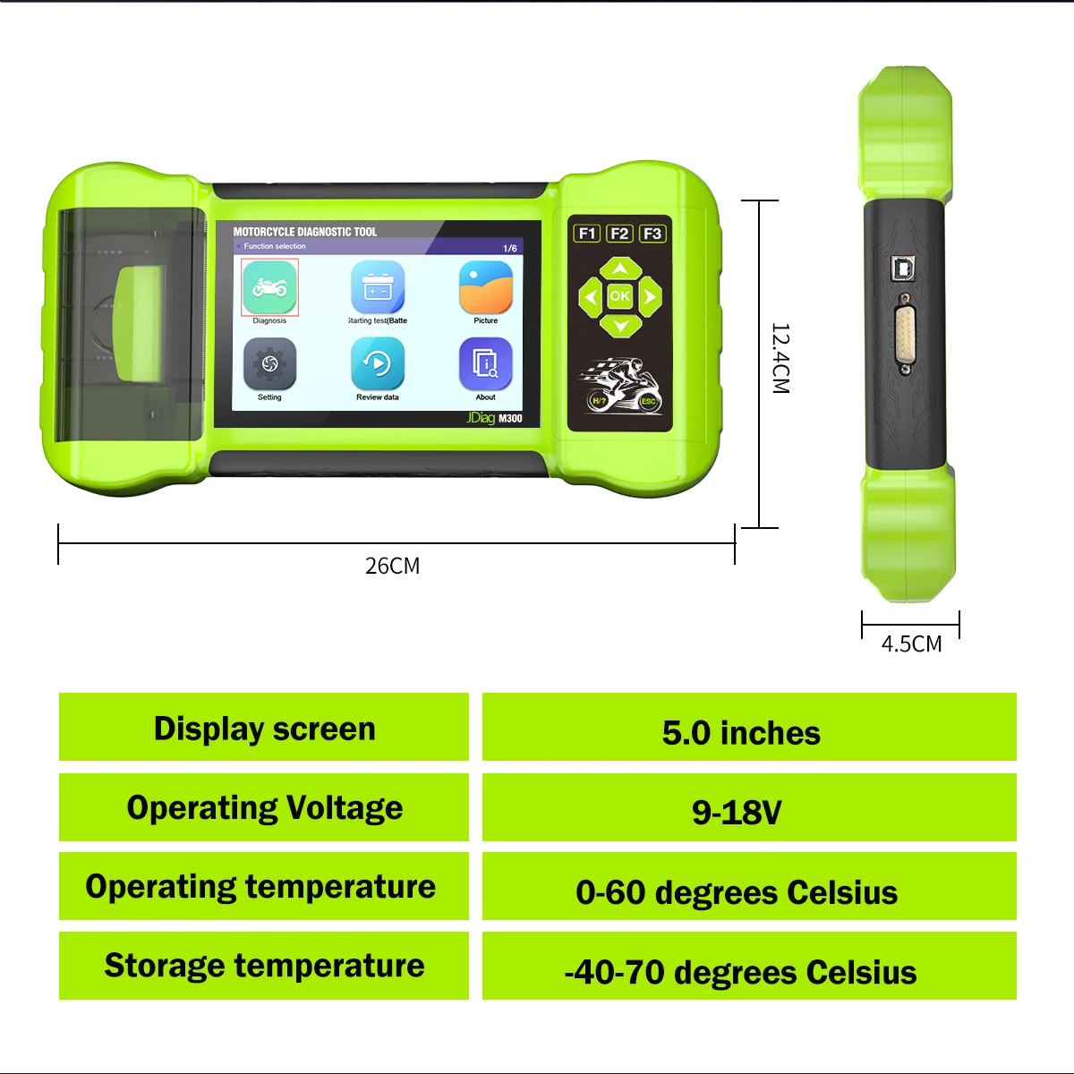JDIAG M300 Motorcycle Scanner Diagnostic Tool for harley Davidson 12V Battery Tester OBD OBD2 Moto Scan Code Reader