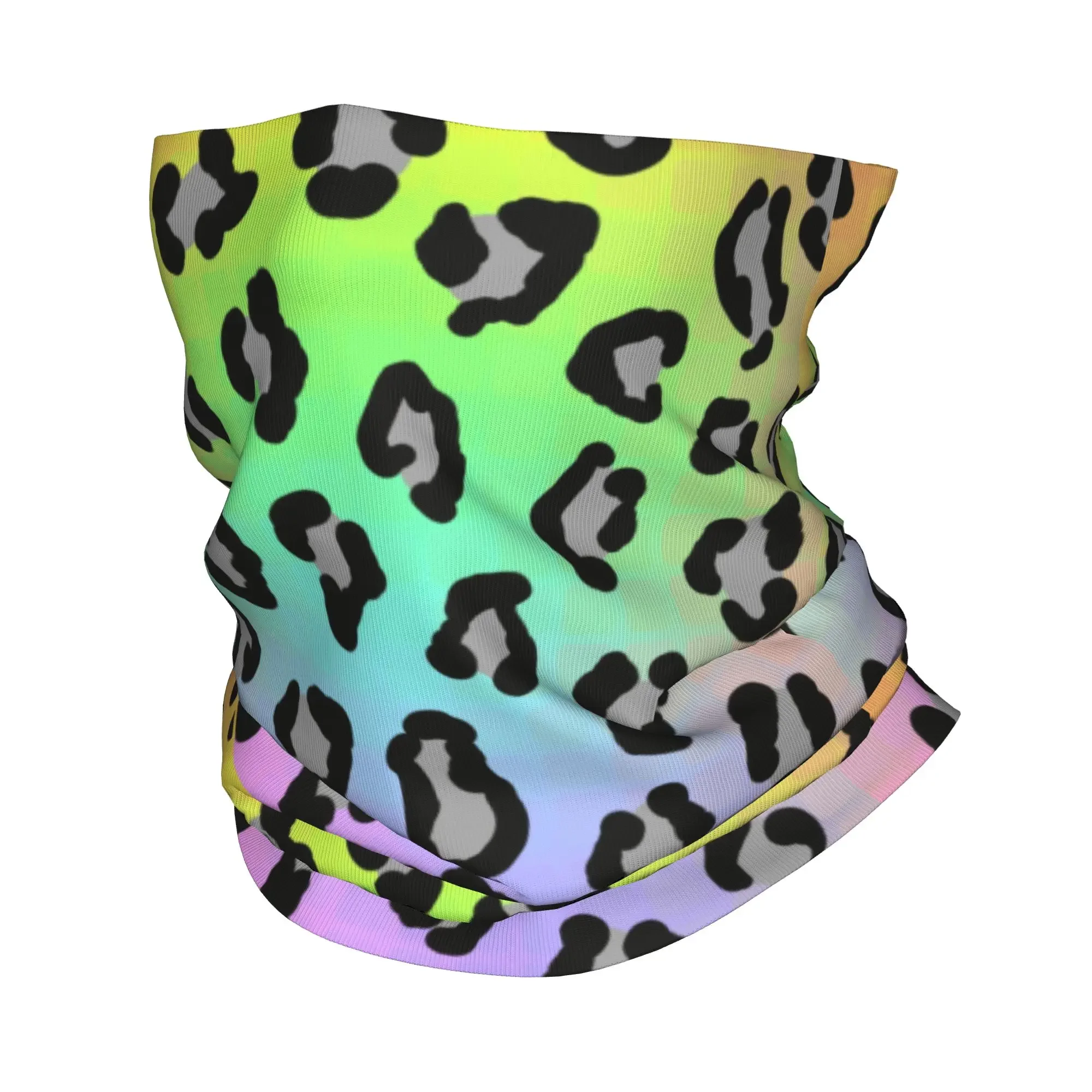 Nuevo pañuelo para el cuello con estampado de leopardo arcoíris, pañuelo para el cuello para hombre y mujer, bufanda para esquí y senderismo, protector facial