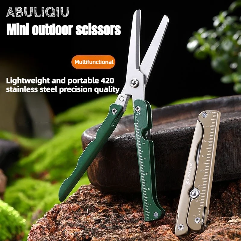 Portable Multifunctional Folding Scissors Stainless Steel Outdoor Tactical Survival EDC Tool for Camping Fishing Hunting Gadget