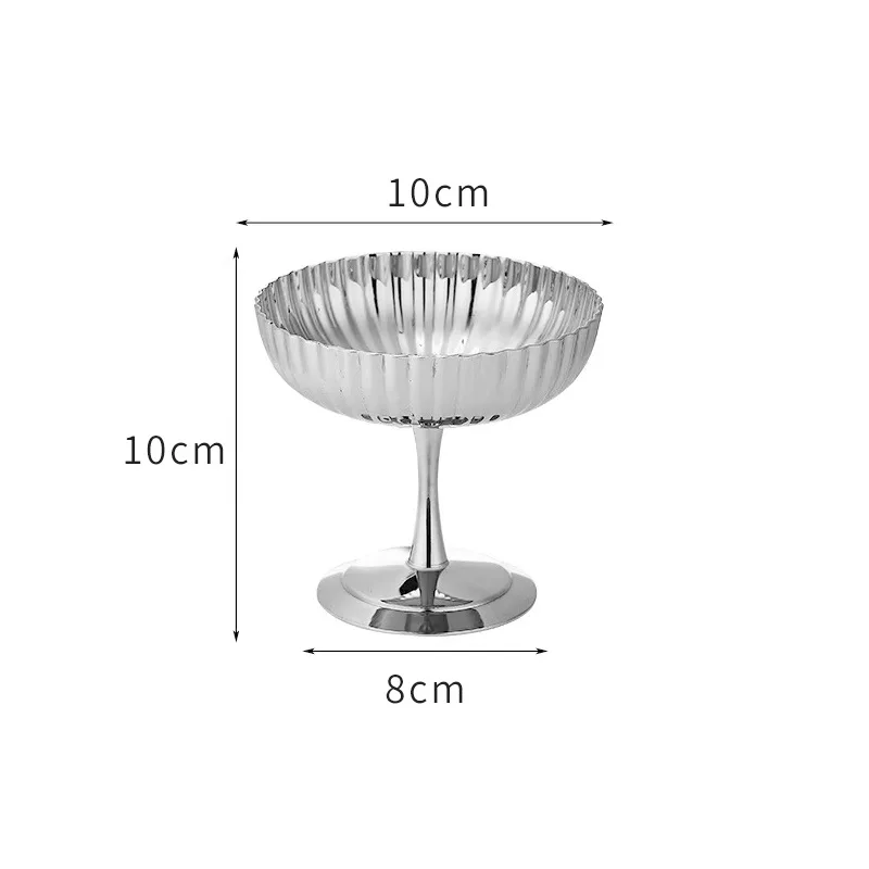 كوب آيس كريم متعدد الوظائف من الفولاذ المقاوم للصدأ غير قابل للكسر ومضاد للصدأ كأس حلوى كوب بودنغ فضي شربات