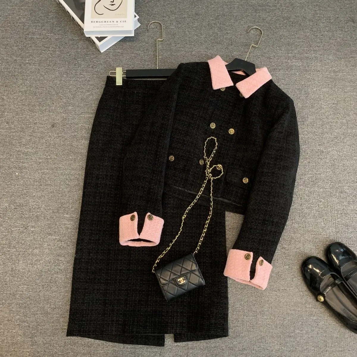 2024 Autumn/Winter Two Piece Skirt Suit Small Fragrant Tweed Jacket With A Line Skirt Women's High Quality Coat Two piece Set