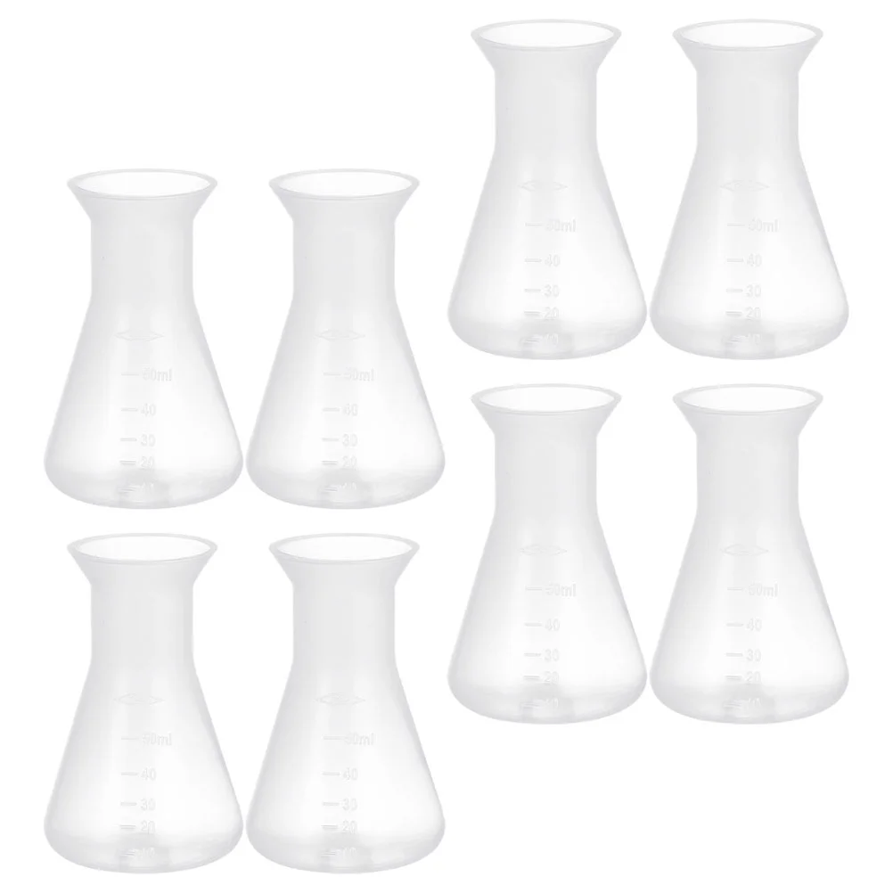 

8 Pcs Laboratory Flask Chemical Erlenmeyer Conical Set Plastic Experiment Reusable for