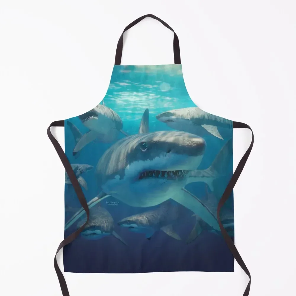 

Great white sharks Apron For Nail Stylist men For Cosmetologist kitchen clothes for men Apron