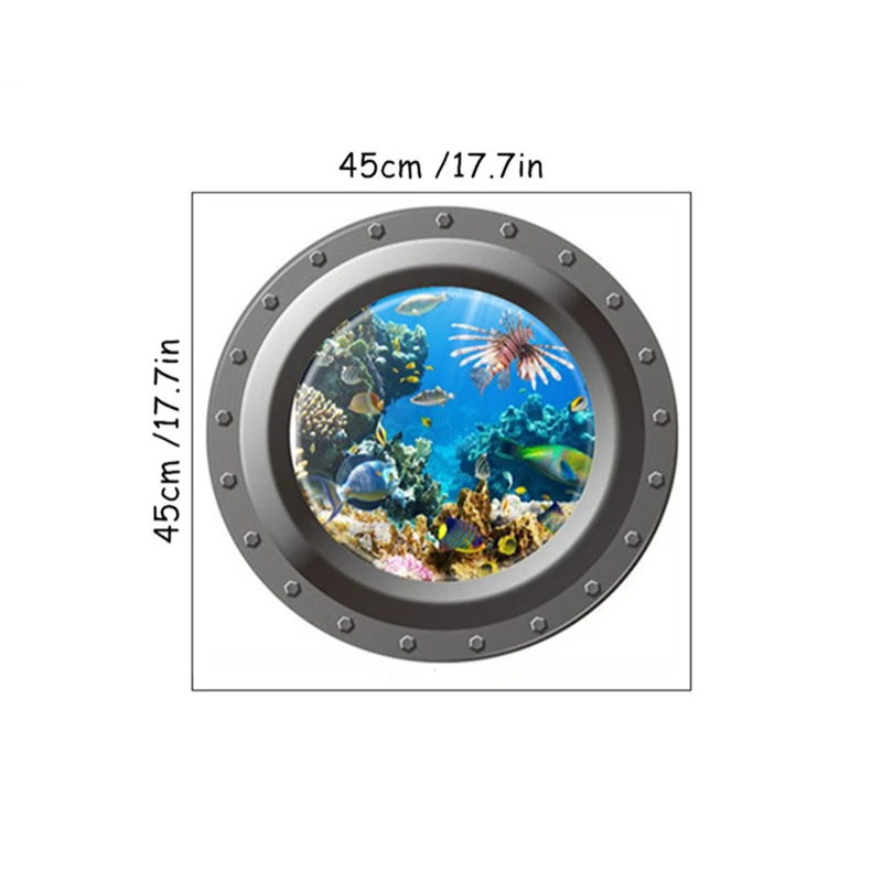 Seabed World Nemo Fish Shark Vinyl Wall Sticker Fake Submarine Window Art Mural for Home Appliance Decoration Sea View Wallpaper