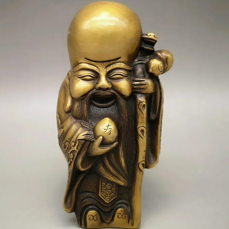 

Brass Longevity Star Elder Pure Copper Longevity Peach Immortal Longevity Star God Statue Ornament Copperware Copper Statue Birt
