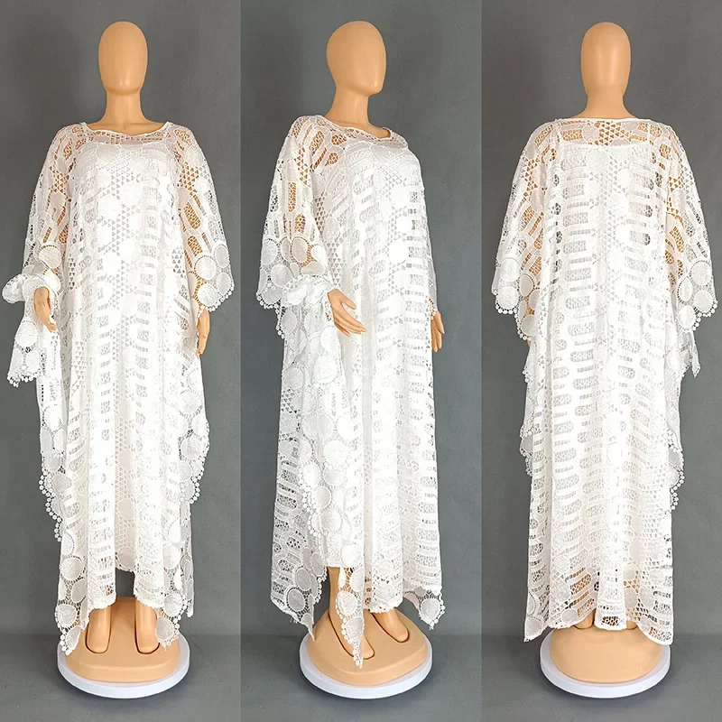 Elegant African Dresses for Women Traditional Dashiki  Fashion Lace Boubou Plus Size Wedding Party Gown Muslim Kaftan Maxi Dress