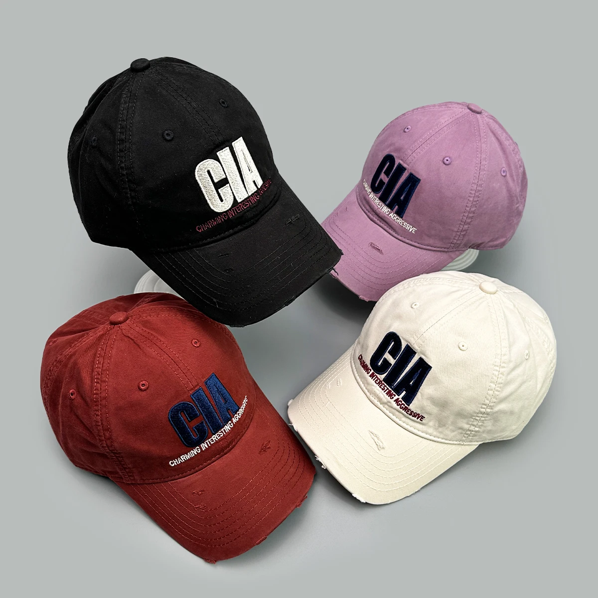 

Broken Style Embroidered CIA Letters Baseball Hats New Unisex Versatile Personal Sunshade Casual Fashion Outdoor ins Peaked Caps