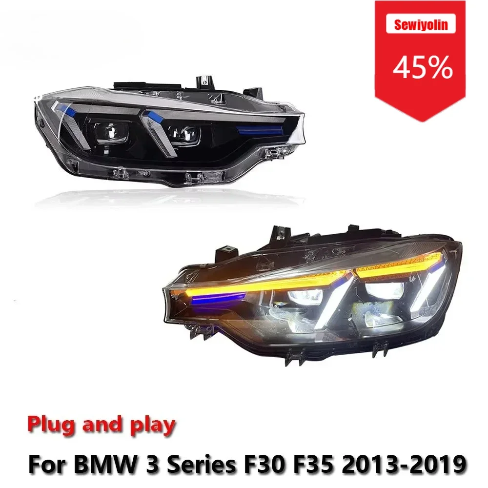 

Sewiyolin Автомобильные светодиодные фары в сборе для BMW 3 серии F30 F35 2013-2019, автоматические противотуманные фары DRL, стоп-сигналы поворота, заглушка и пла