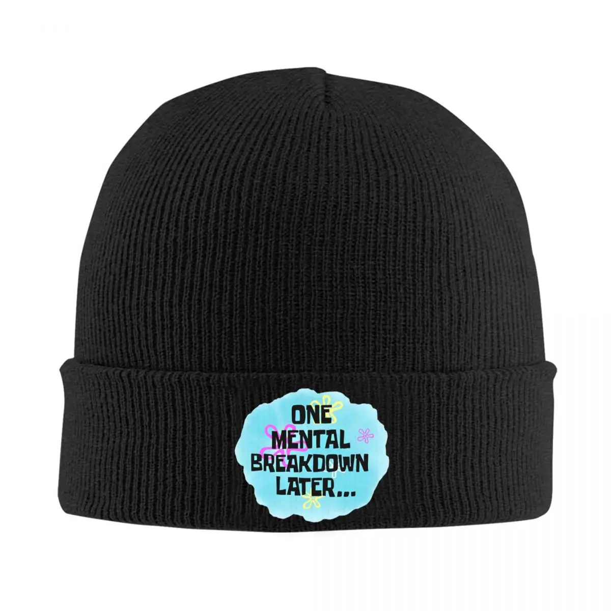 One Mental Breakdown Later SpongeBob Knit Hat Beanie Hats Gym Elastic Adult Unisex Bonnet Hats Autumn Graphic Casual Caps Gift