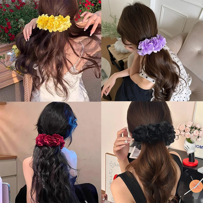 

Mesh Flower Banana Clip Hair Clip for Woman Super Popular All-match Ponytail Clip Hairpin Fashion Girl Hairpin Hair Accessories