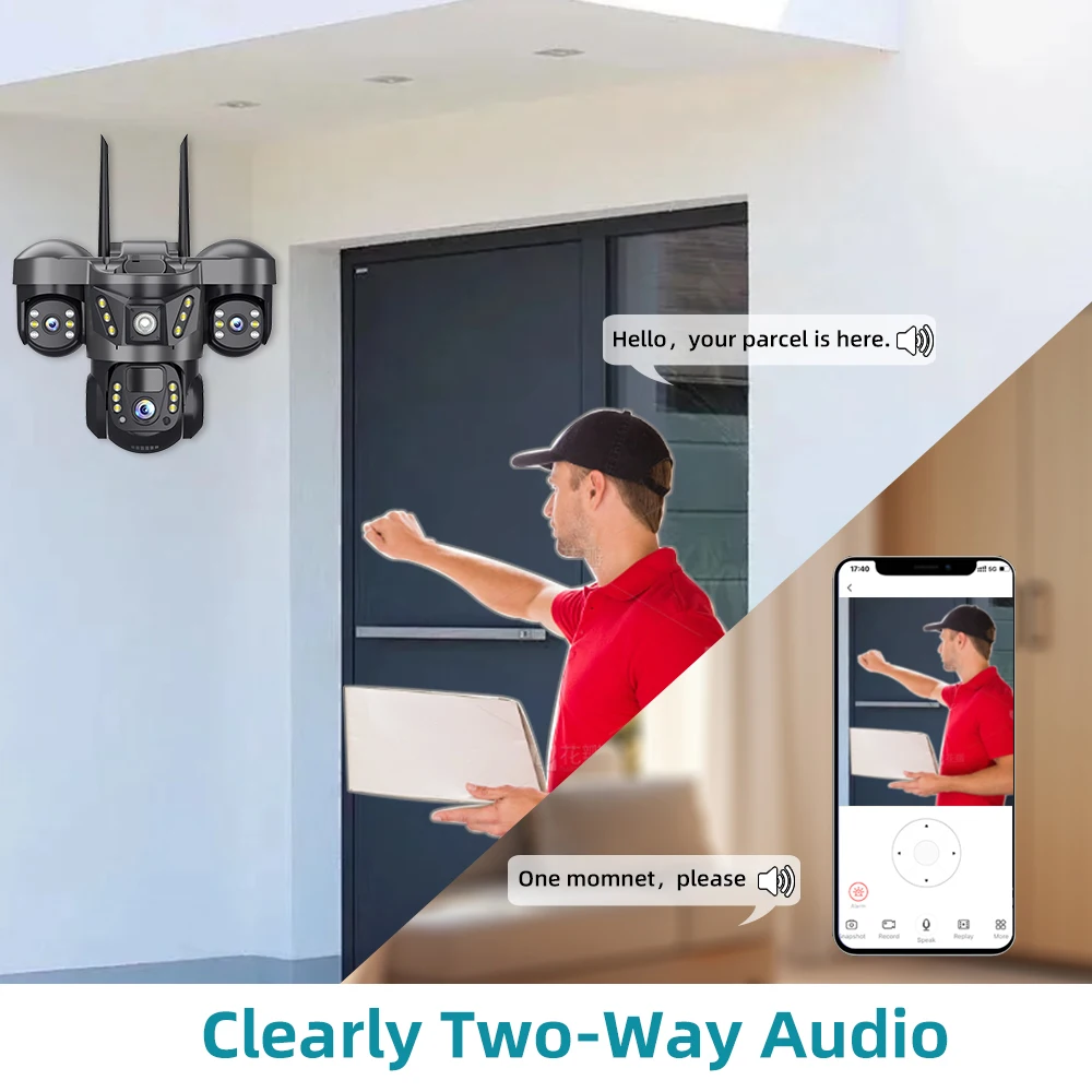 V380 Pro 15MP 10X Zoom 3 Obiettivo 4G Telecamera CCTV solare Esterna 3 Schermi Rilevazione PIR Sorveglianza di sicurezza