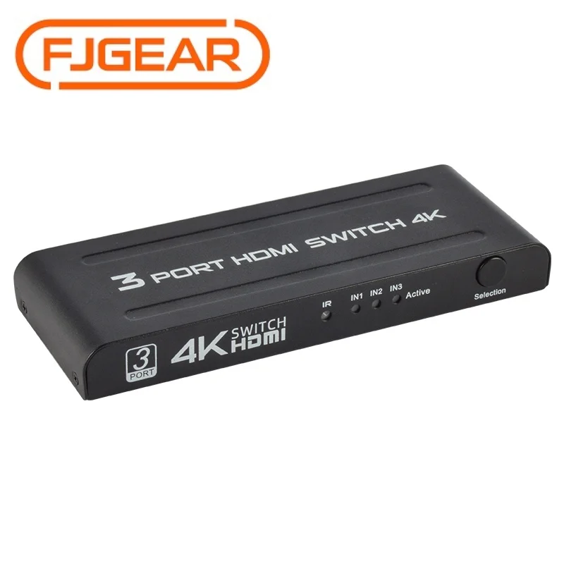 

4K301 Fjgear: Горячая распродажа! 3-портовый видеопереключатель HD 3840*2160/30Гц, HDMI KVM-переключатель, HDMI-коммутатор