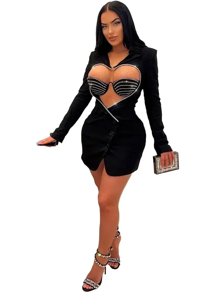 Fall Clothes Casual Dresses For Women Dress Mini Party Club Party Black Long Sleeve Streetwear Dress Women