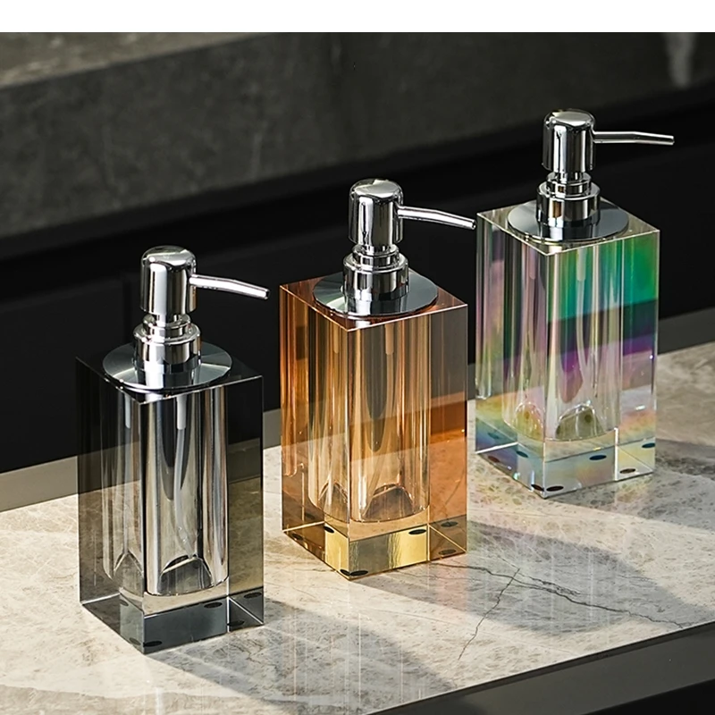 Luxury Crystal Glass Lotion Bottle Bathroom Soap Dispenser Hand Shampoo Bath Gel Household Supplies