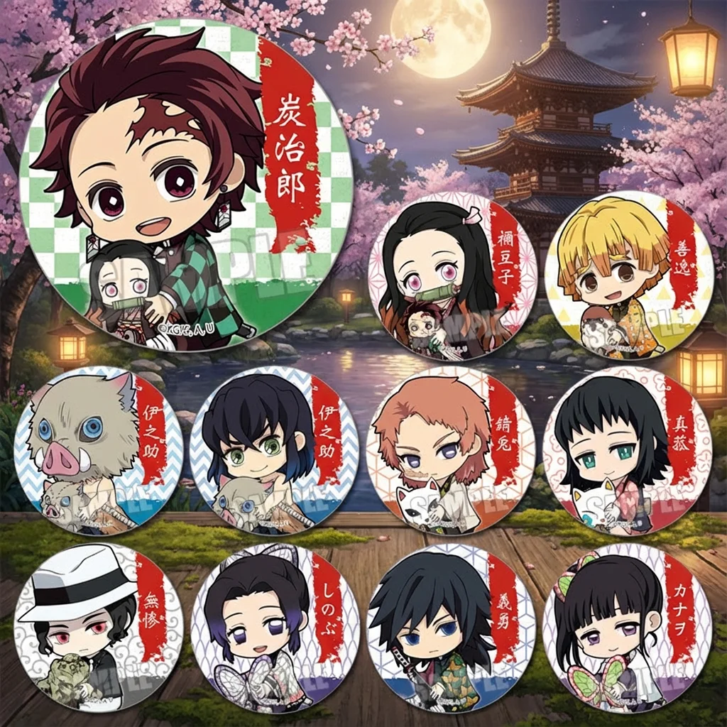 

Anime Demon Slayer Q Version Badge Butterfly Shinobu Hashibira Inosuke Kamado Tanjiro Tomioka Giyuu Character Pin Brooch