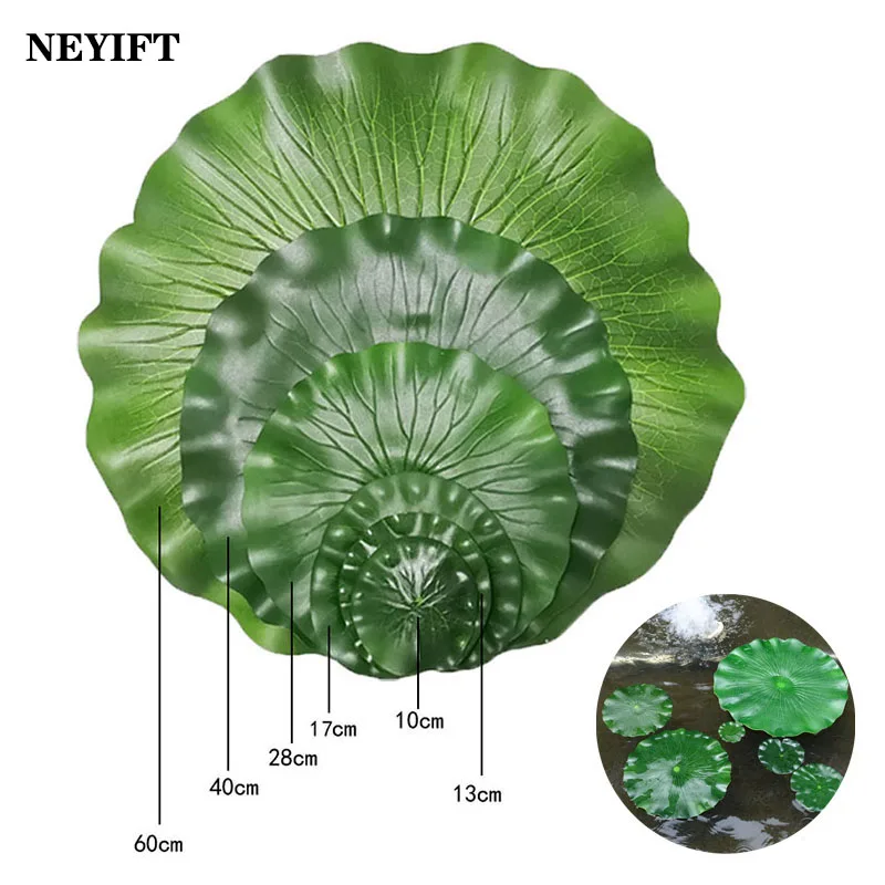 10/13/17/28/40/60cm Artificial Lotus Leaf for Garden Pond Water Pond Tank Plant Decoration Water Lily leaf Floating