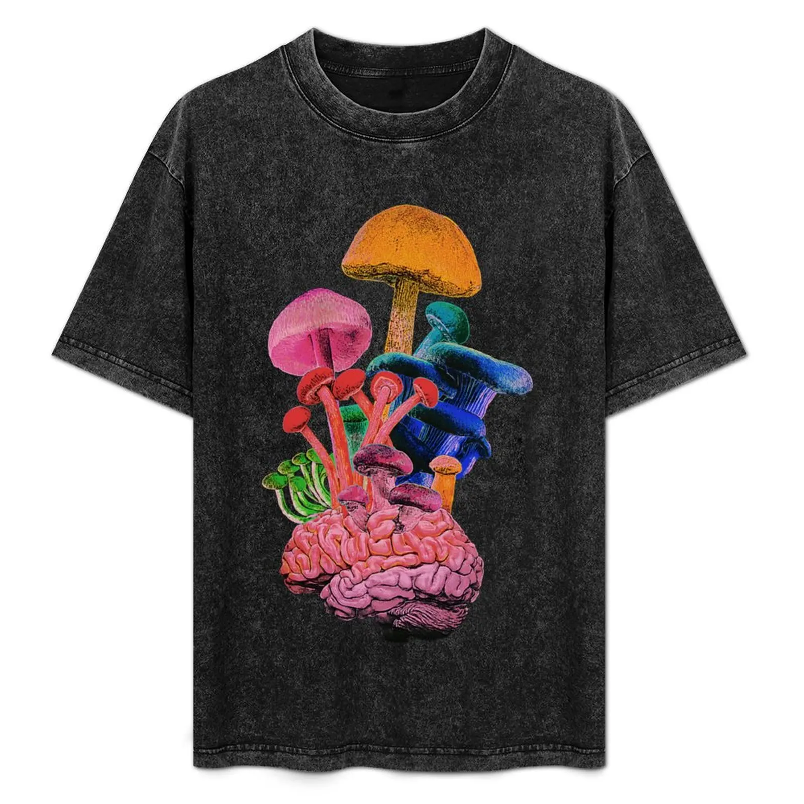 

Mushrooms on the Brain T-Shirt new edition customizeds oversized graphic tee korean fashion Men's t shirts