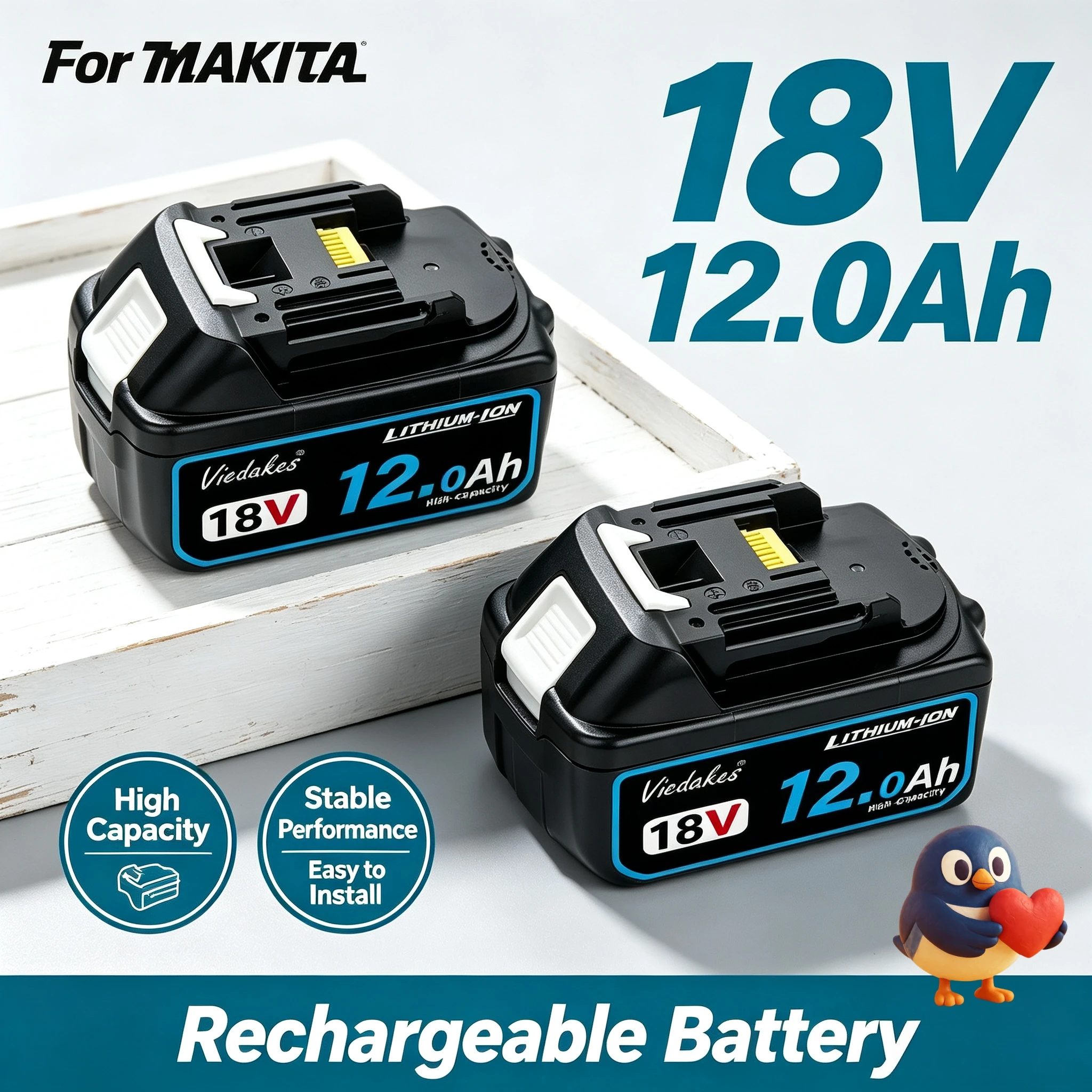 100% Original for Makita 18V Battery ,18V 12.0Ah Rechargeable Battery for Makita Drill DTD173 DDF487 DGA404 DJV182 DTW700 HR140Z