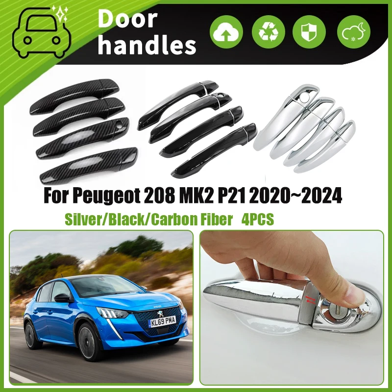 

Car Door Handle Covers For Peugeot 208 MK2 P21 2020~2024 Scratch Proof Chromium Styling Stickers Exterior Parts Auto Accessories