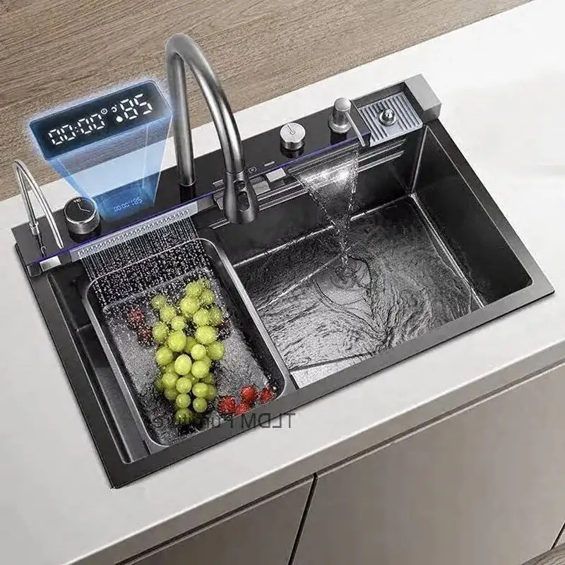 

Digital Kitchen Sinks for Restaurant Modern Smart Display Metal Sink Advanced Multifunctional Kitchen Fixture for Rental House