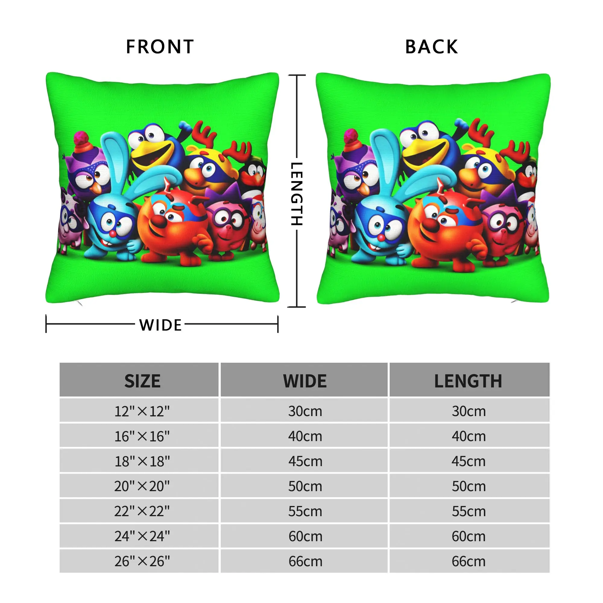 Kikoriki Version Characters Green Background Pillow Case  Kawaii Pillow Cover Square Pillowcases For Wedding Party Home Decor