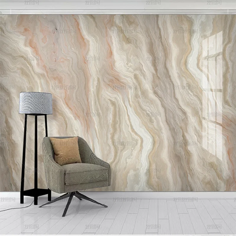 custom 3D Modern simple wallpaper yellow microcrystalline ceramic tile flowing gold and colorful mural marble TV background wall