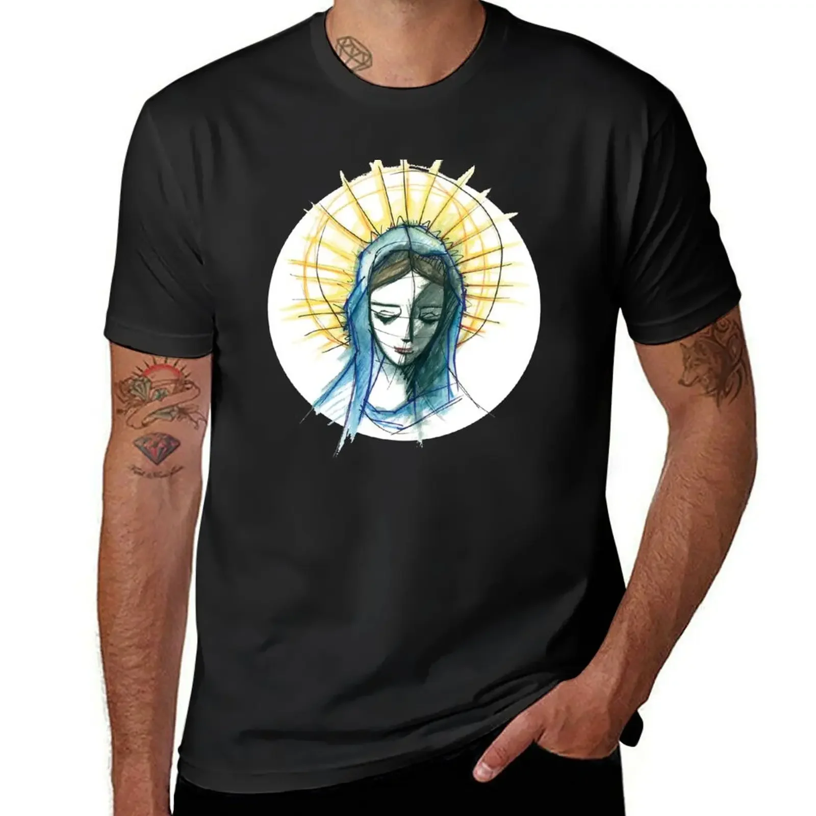 Virgin Mary T-Shirt anime stuff vintage anime shirt man t shirt men workout shirt