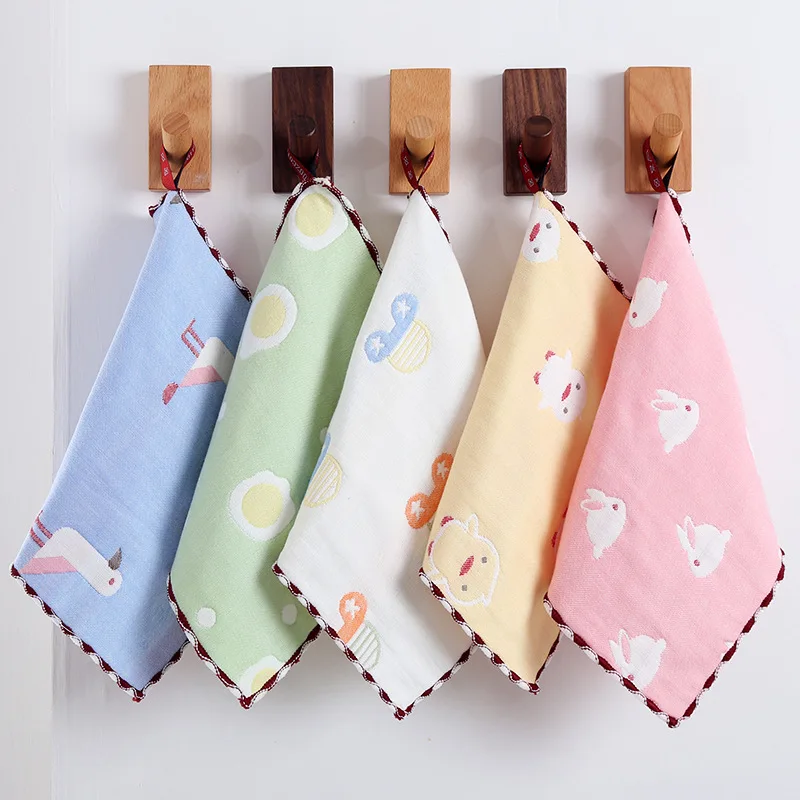 6-Layer Gauze Square Towel — Gentle Infant & Toddler Towel, Newborn Facial Cleansing Cloth, Embroidered Baby Drool Bib