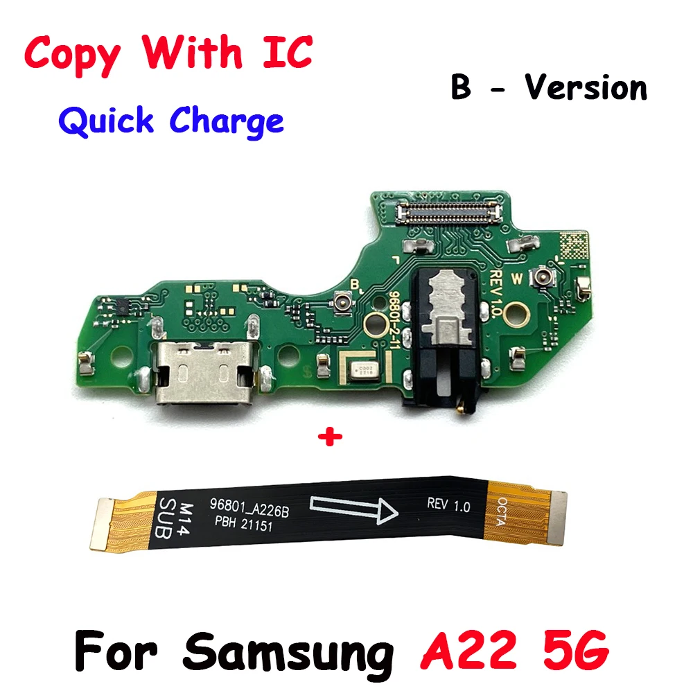 Cargador de carga rápida USB, Cable flexible de placa base principal para Samsung A22, A32, 4G, A24, 4G, A53, A54, 5G, A52, A72, A32