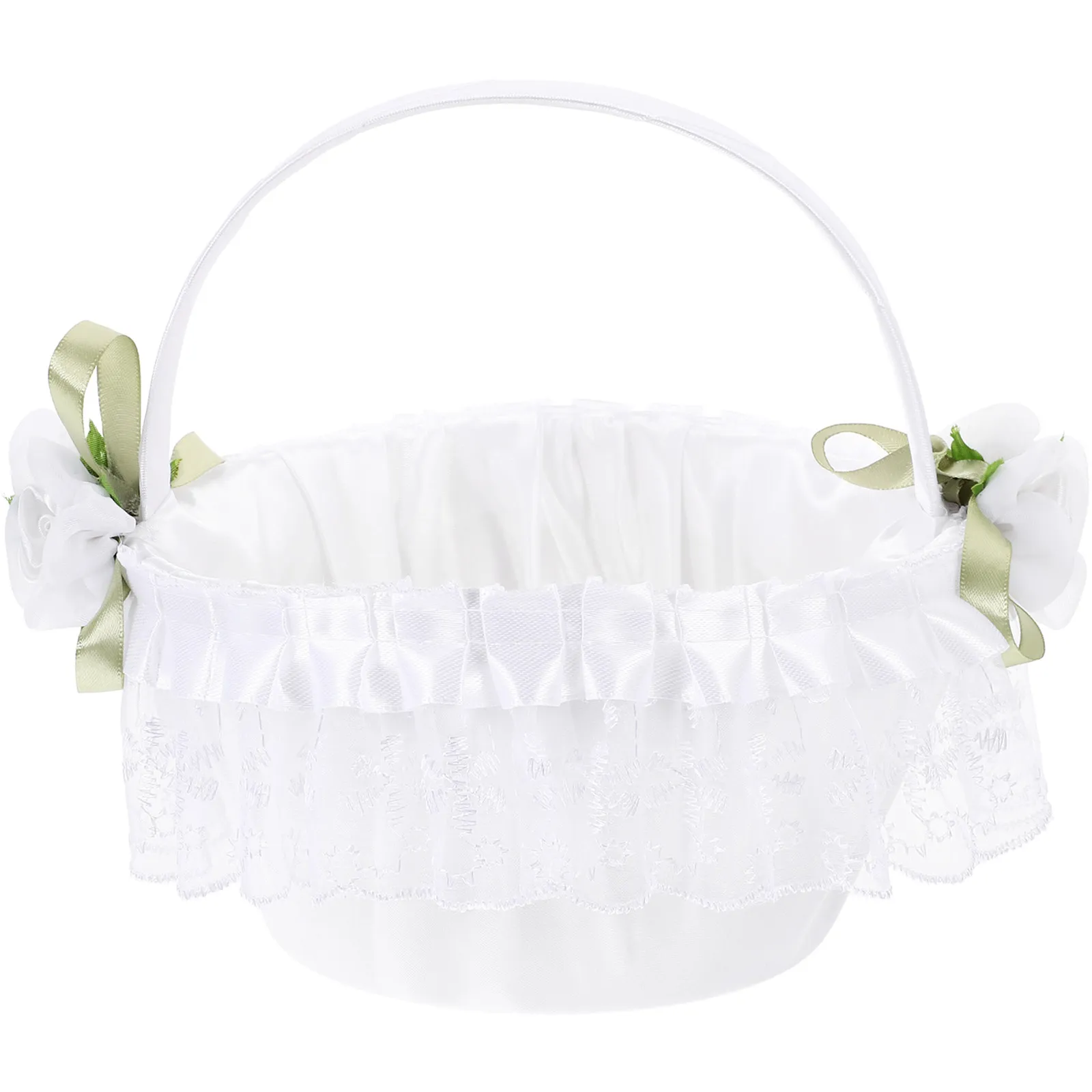 

Корзина для цветов с кружевом для свадебных торжеств, элегантная, легкая, портативная, с ручкой, для хранения конфет