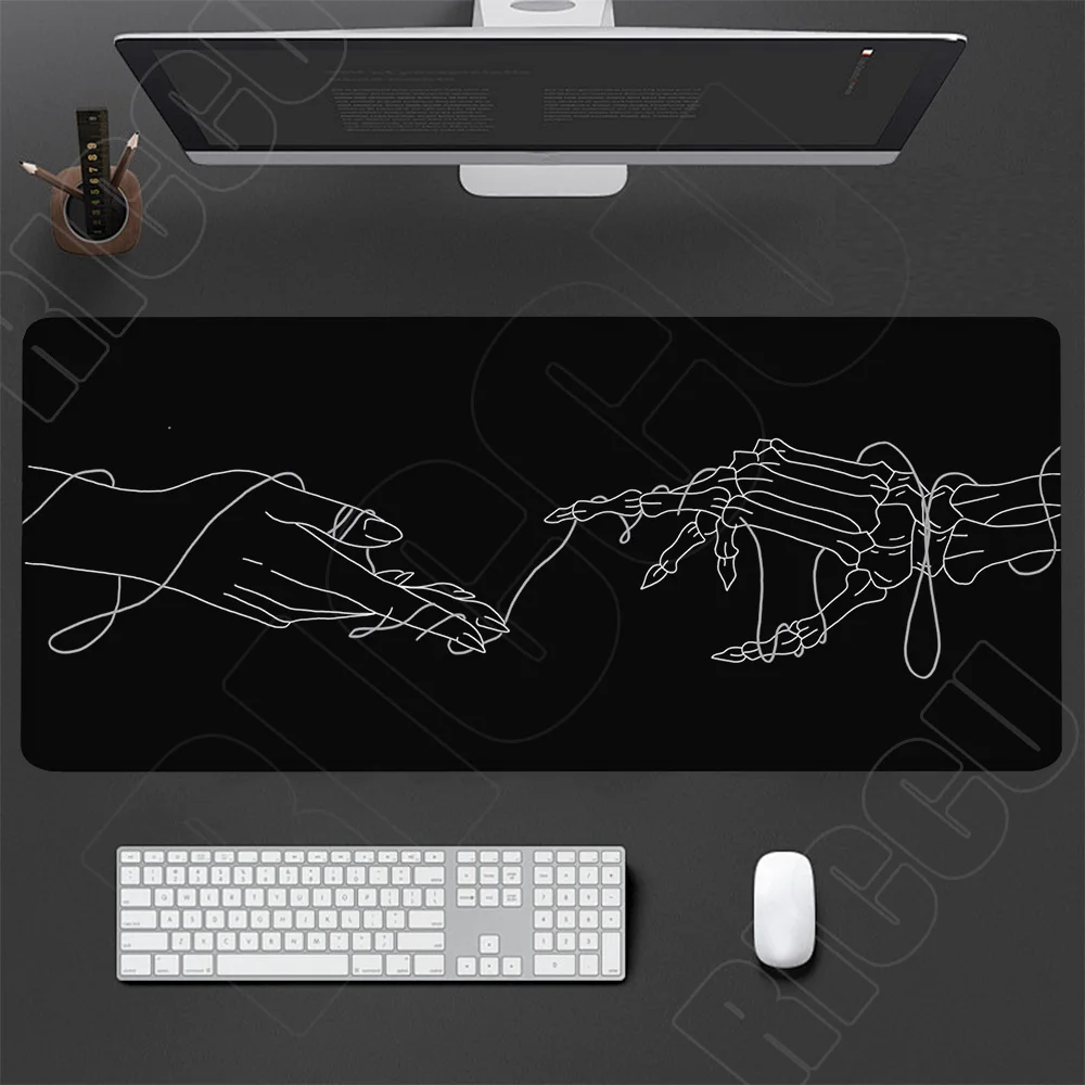 XXL HD Großes Schwarz-Weißes Gotisches Handgefertigtes Mauspad PC Gaming Home Office Setup Laptop Tastaturunterlage Esports Schreibtischunterlage Gamer-Teppich – Detail 3