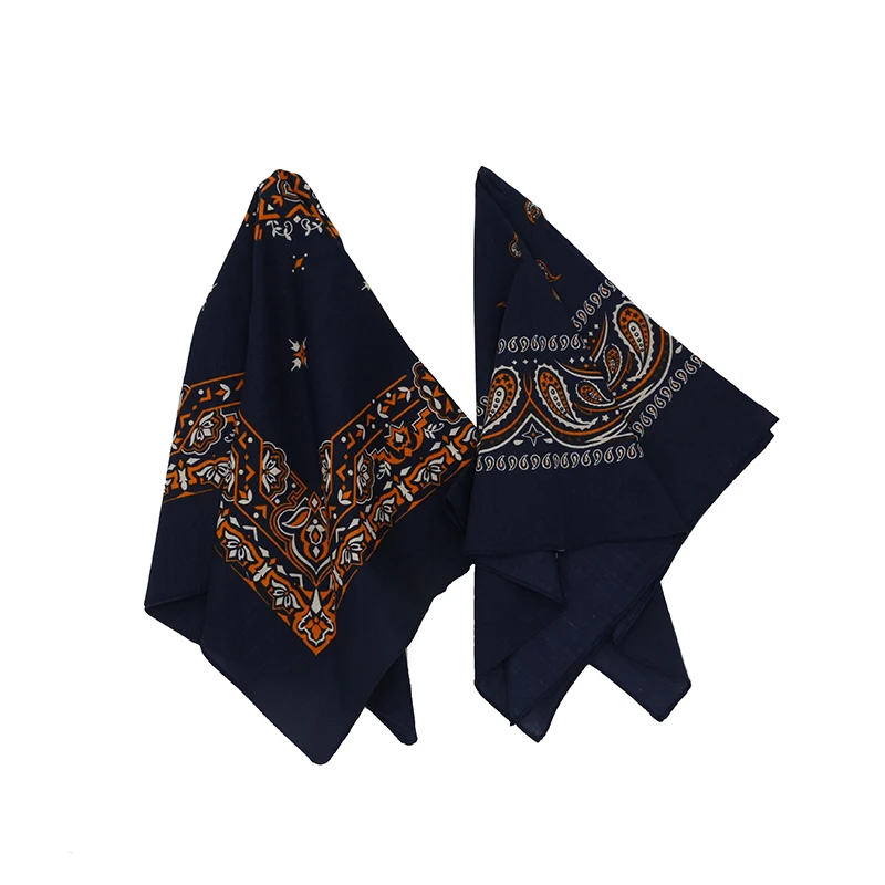 Dark Blue Paisley Cotton Bandana For Men Pocket Square Heawear Hair Bands Headscarves