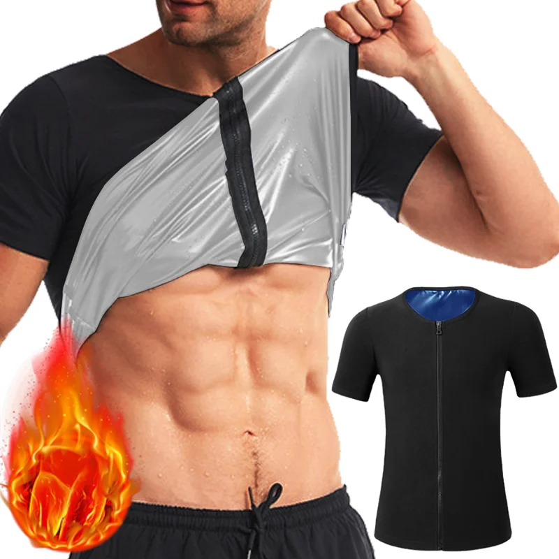 

Men Sauna Sweat Shapewear Heat Trapping Compression Waist Trainer Shirts Gym Sauna Suit Workout Slimming Body Shaper Weight Loss