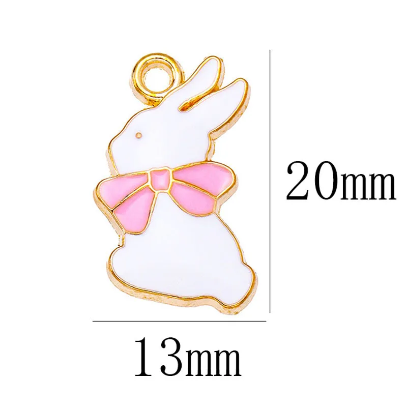 20 pcs/lot Fashion Alloy Enamel White Rabbit Pendant Accessories Charms for Women, Earrings/Necklace Handmade DIY Jewelry