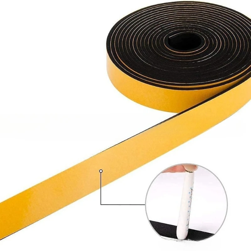 65mmx3mmx1m EPDM Rubber Sponge Door Window Seal Strip Soundproof Anti-collision Self Adhesive Tape Wall Insulation Acoustic Foam