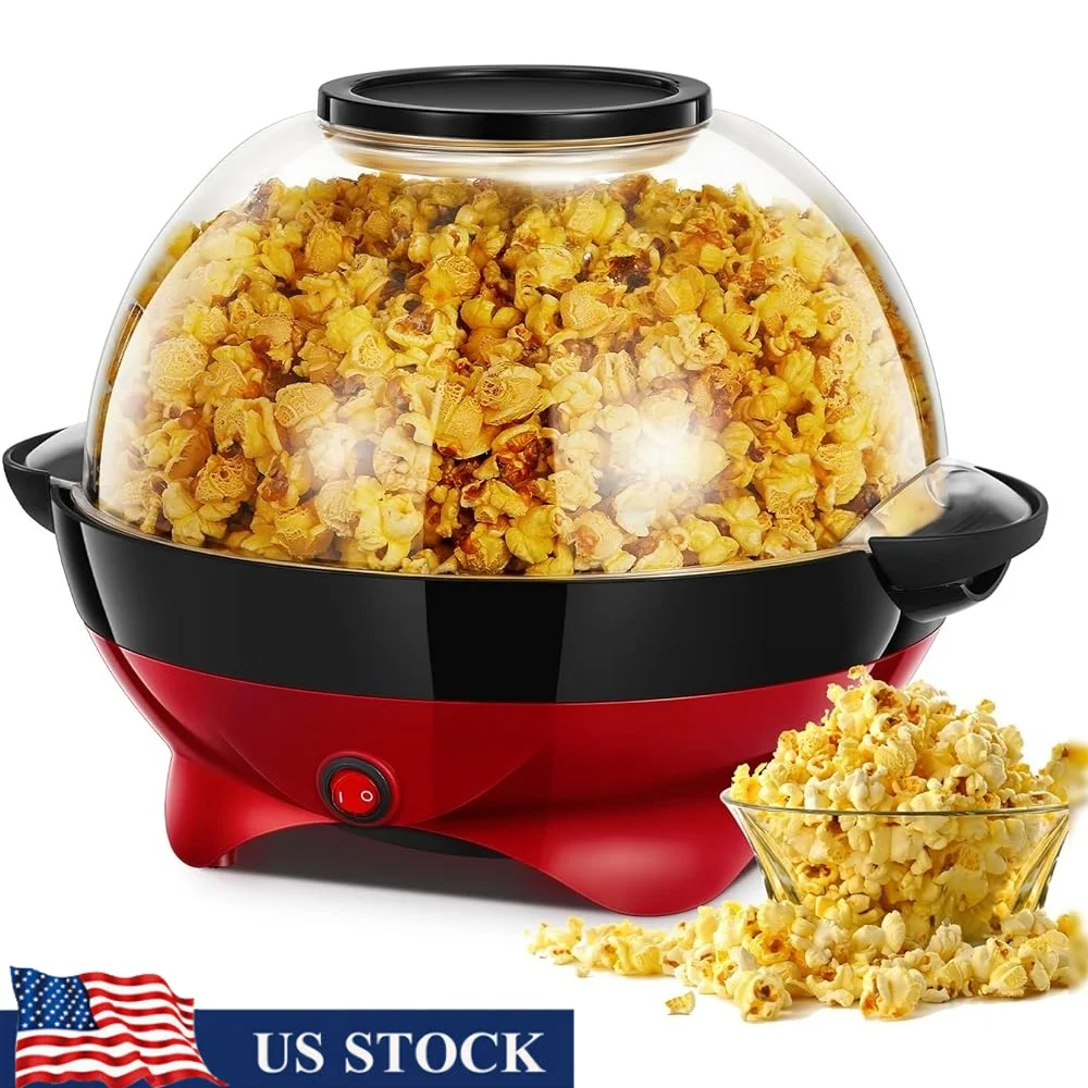

Electric Popcorn Machine 28 Cup 800W Non-Stick Popper Quick-Heat Retro Design Easy Clean Perfect Movie Nights Snacks