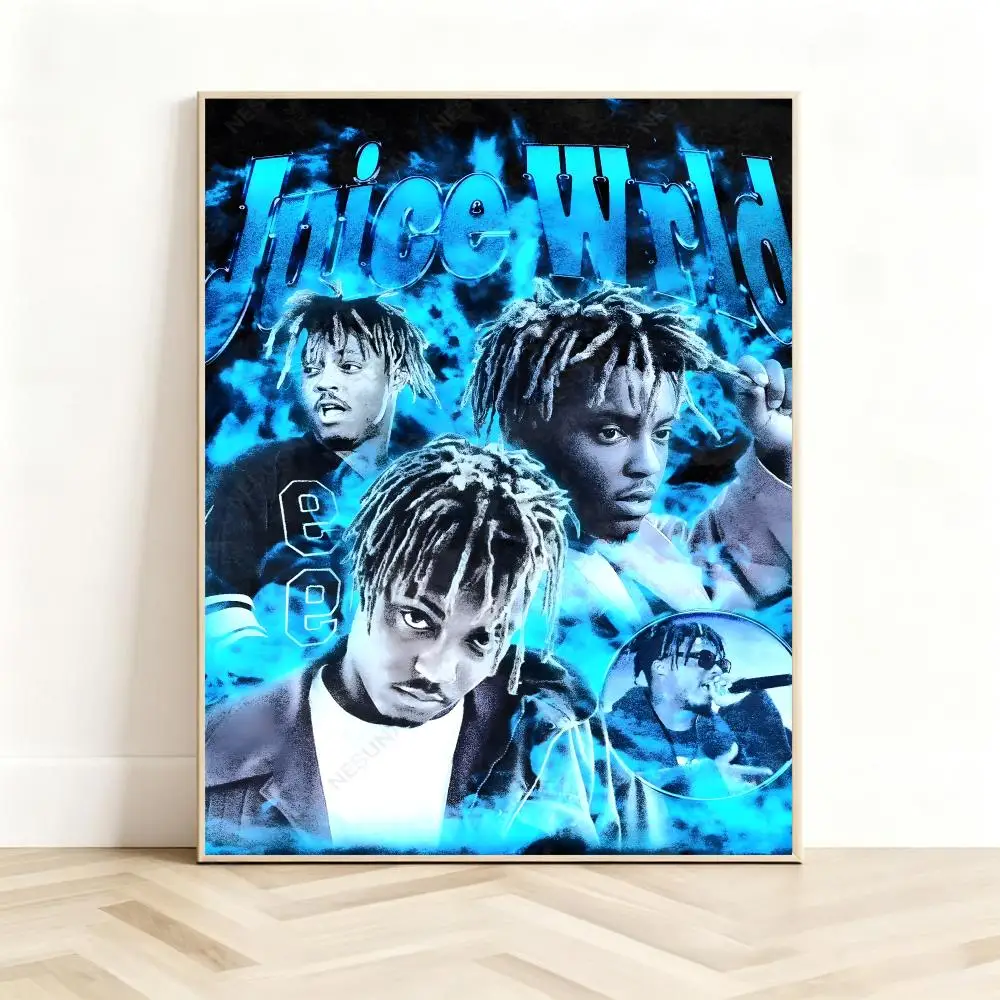 Emotional Singer J-Juice Wrld Poster Classic Self-Adhesive PP Wall Sticker for Living Room Bar Decor Gift
