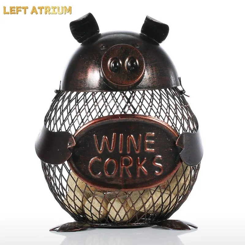 Iron Pig Ornament Handicrafts Pig Bottle Stopper Jar Home Decoration Hollow Sculpture Storage Jar Statue Model Storage Bottle