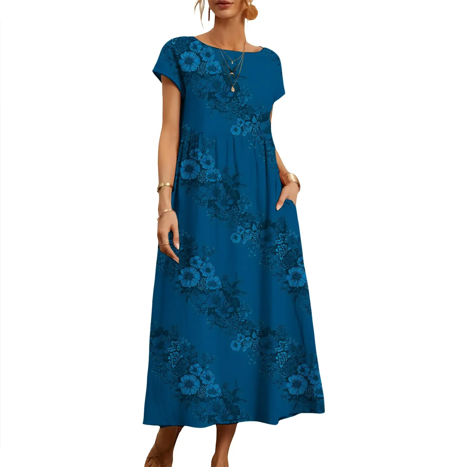 

Flowing Sleeve Summer Dress - Bohemian A-line casual, breathable and comfortable dress