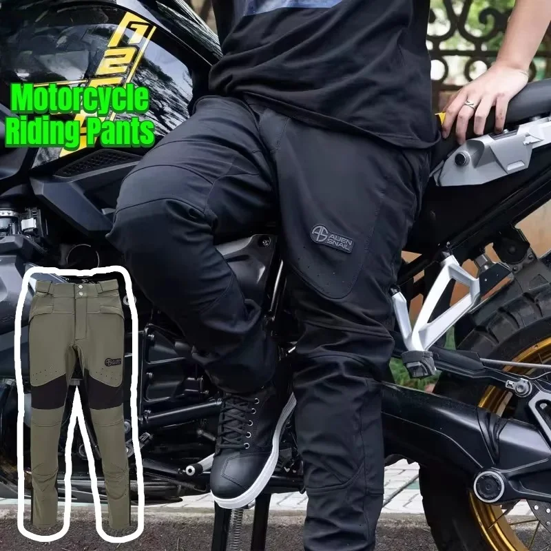 Summer Motorcycle Riding Pants Alien Snail, Men Women Breathable Anti-Fall Moto Casual Pants with CE Level 2 Protective Gear